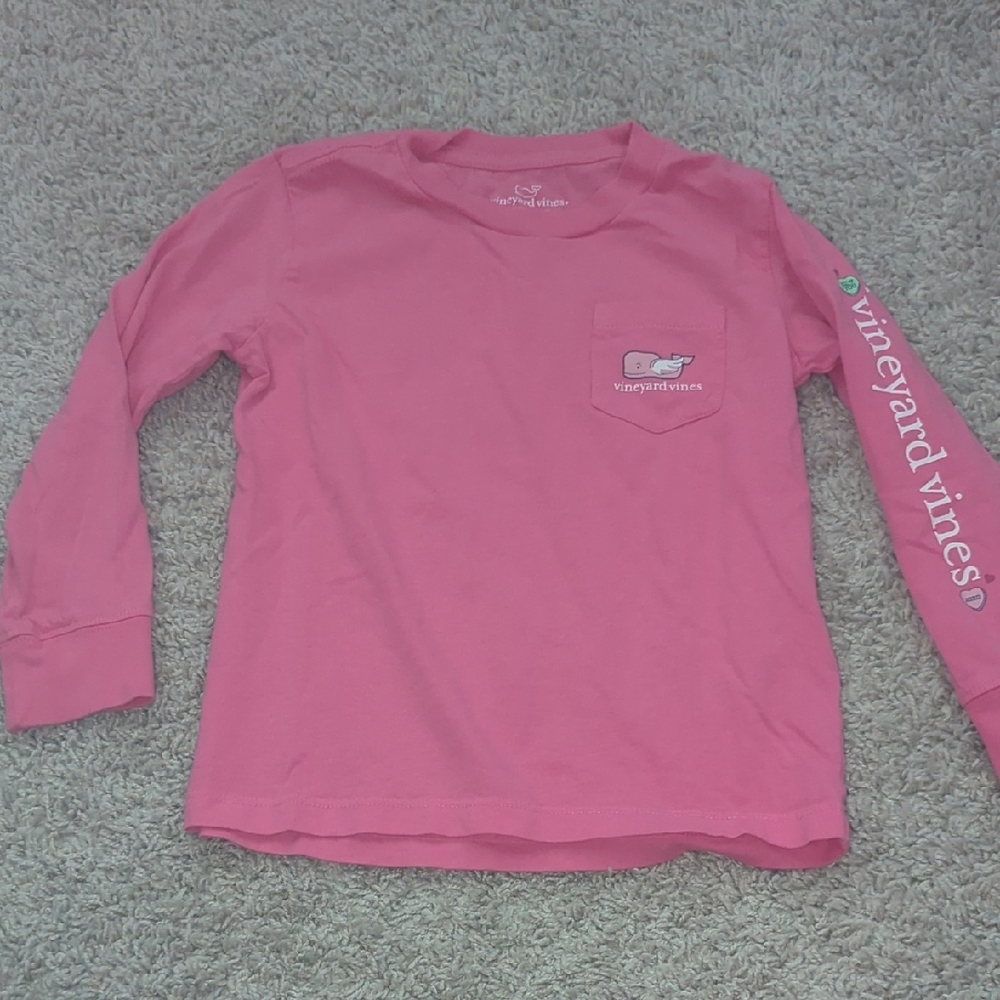 Vineyard Vines Kids Pink Pocket Long Sleeve Tee